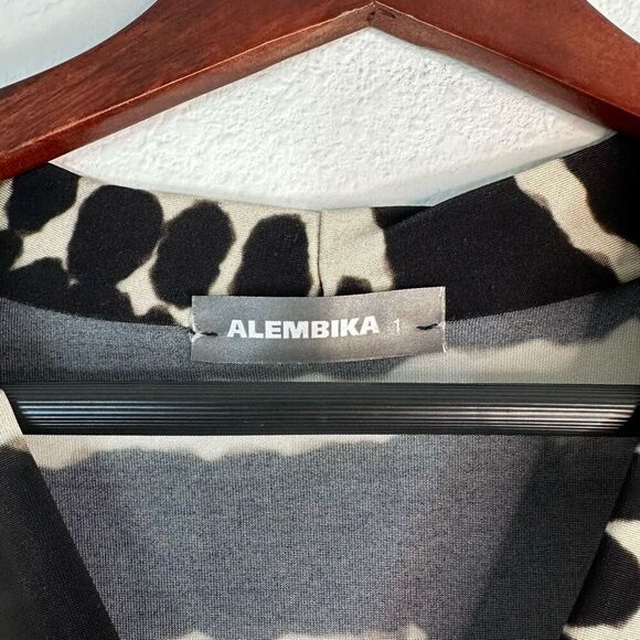 Alembika Womens Abstract Mod Print Hi-Low Top Small Boho Artsy Lagenlook - Picture 6 of 10